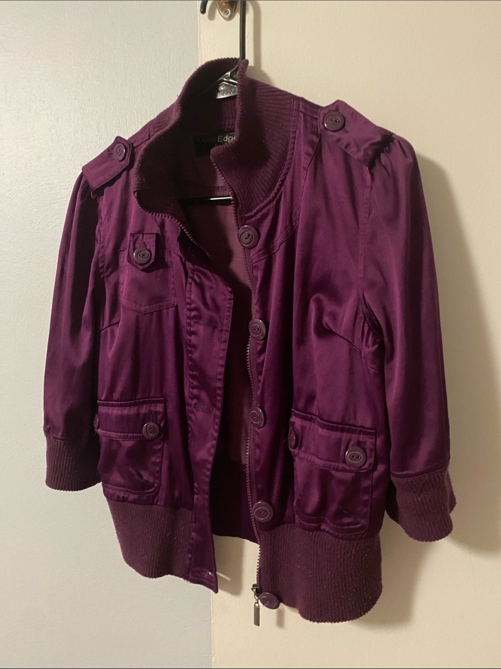Outer Edge Dark Plum Button-Up Jacket